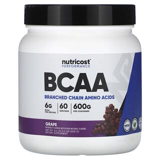 Nutricost, 운동 능력, BCAA, 포도 맛, 600g(1.3lb)
