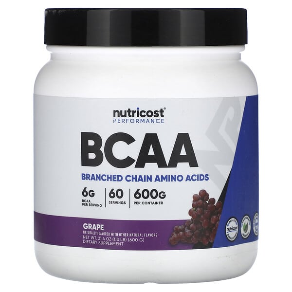 Nutricost Performance, BCAA, Grape, 1.3 lb (600 g)