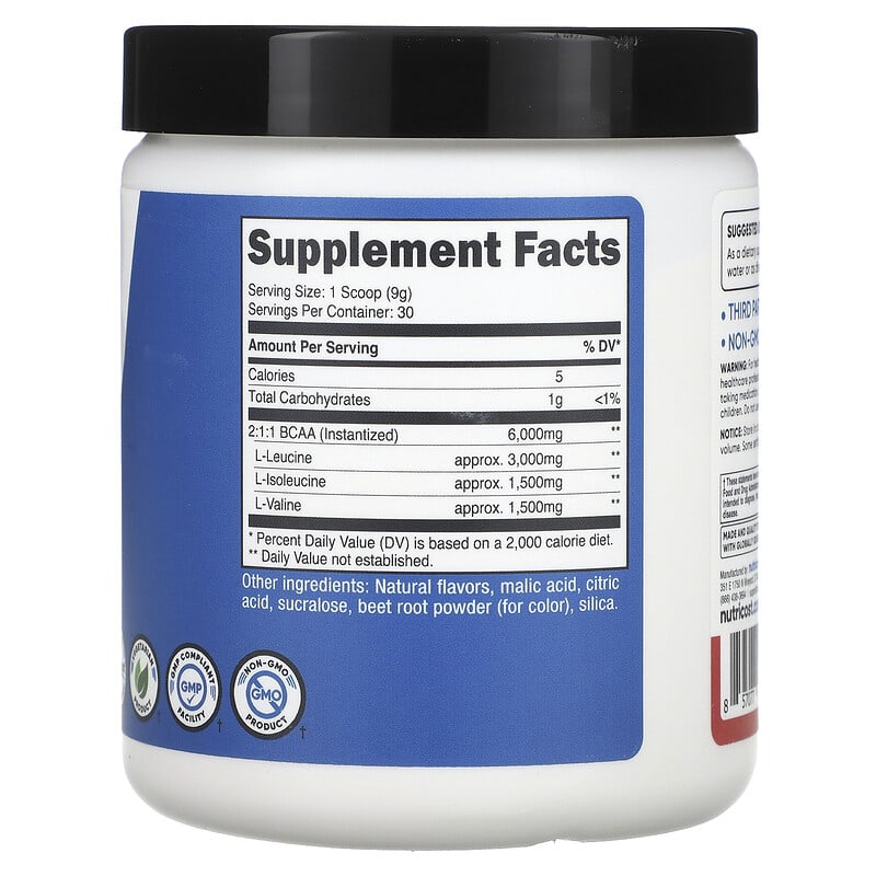 Купить Nutricost, Performance, BCAA, со вкусом клубники и киви, 270 г