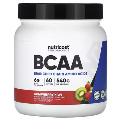 Nutricost, Performance, BCAAs, Strawberry Kiwi Flavor, 1.2 lbs (540 g)