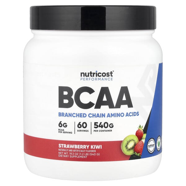 Nutricost, Performance, BCAA, Strawberry Kiwi, 1.2 lb (540 g) — product photo 1