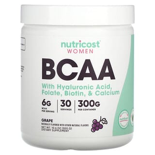 Nutricost, Women, BCAA with Hyaluronic  Acid, Folate, Biotin, & Calcium, Grape, 10.6 oz (300 g)