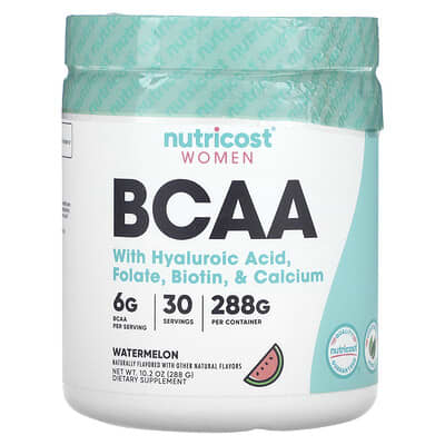 Nutricost, Women, BCAA With Hyaluronic Acid, Folate, Biotin, & Calcium, Watermelon, 10.2 oz (288 g)