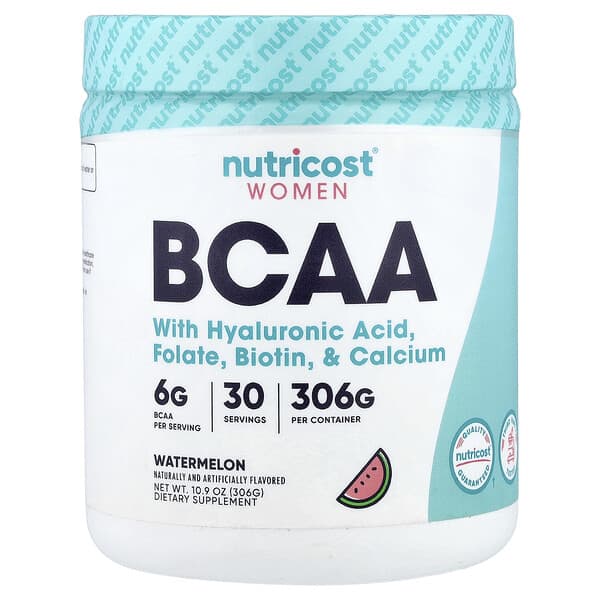 Nutricost, Women, BCAA With Hyaluronic Acid, Folate, Biotin, & Calcium, Watermelon, 10.9 oz (306 g) — product photo 1