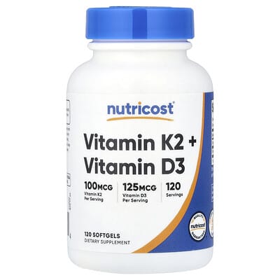 Nutricost, Vitamin K2 + Vitamin D3, 120 Capsules Nutricost, Vitamin K2 + Vitamin D3, 120 Capsules