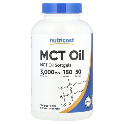 Nutricost, Medium Chain Triglyceride Oil, 3000 mg, 150 Softgels (1000 mg each softgel)