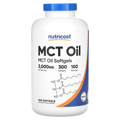 Nutricost, Medium Chain Triglyceride Oil, 3000 mg, 300 Softgels (1000 mg each softgel)