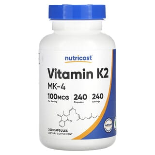 Nutricost, Витамин К2, 100 мкг, 240 капсул