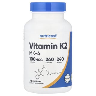 Nutricost, Vitamin K2, 100 mcg, 240 kapsler