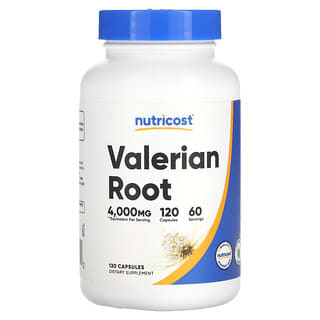 Nutricost, Raíz de valeriana, 4000 mg, 120 cápsulas (2000 mg por cápsula)