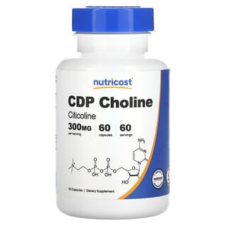 Nutricost, CDP Choline, цитиколин, 300 мг, 60 капсул