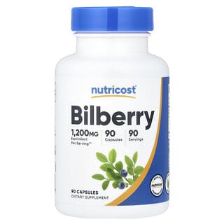 Nutricost, 빌베리, 캡슐 90정(캡슐 1정당 300mg)