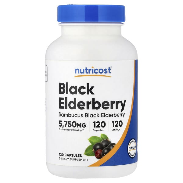 Nutricost, 블랙 엘더베리, 비건 캡슐 120정(캡슐 1정당 575mg)