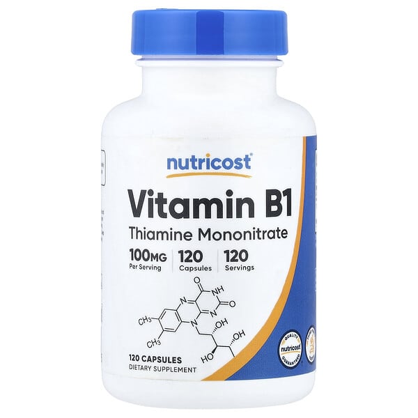 Nutricost, 비타민B1, 100mg, 캡슐 120정