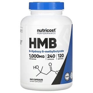 Nutricost, HMB, β-hydroxy-β-méthylbutyrate, 1000 mg, 240 capsules (500 mg pièce)