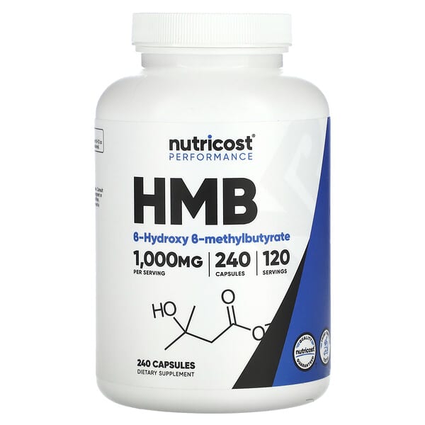 Nutricost‏, "HMB‏, B-הידרוקסי-B-מתיל-בוטיראט, 500 מ""ג, 240 כמוסות"
