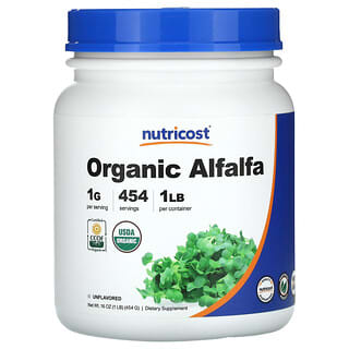 Nutricost, Alfalfa orgánica en polvo, sin sabor`` 454 g (16 oz)