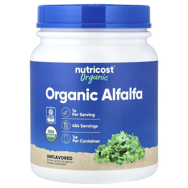 Nutricost, Organic Alfalfa Powder, Unflavored, 16 oz (454 g) — product photo 1