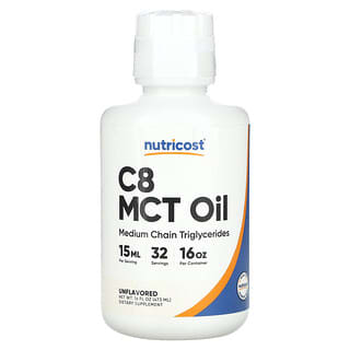 Nutricost, Aceite de MCT C8, sin sabor, 473 ml (16 oz. Líq.)