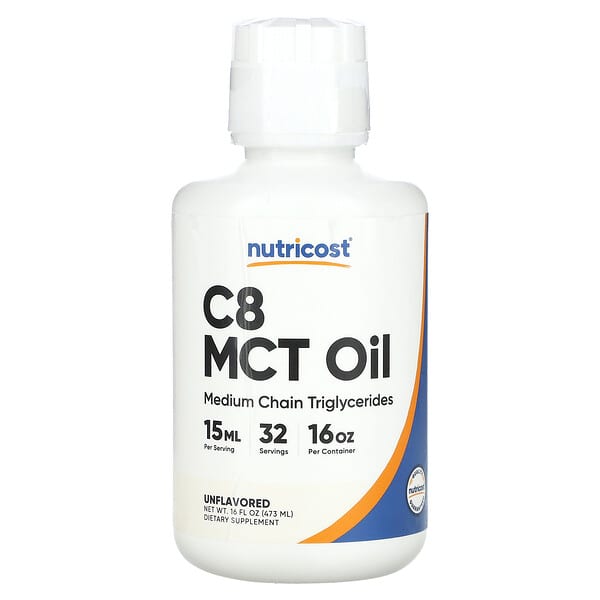 Nutricost, C8 MCT Oil, Unflavored, 16 fl oz (473 ml)
