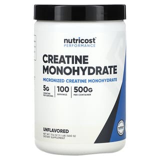 Nutricost, Performance, Creatine Monohydrate, Unflavored, 1.1 lbs (500 g)