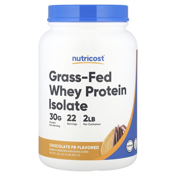 Nutricost Grass-Fed Whey Protein Isolate, Chocolate PB, 2 lb (907 g)