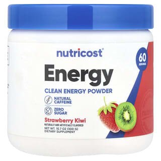 Nutricost, Energy, Energía limpia en polvo, Fresa y kiwi, 300 g (10,7 oz)