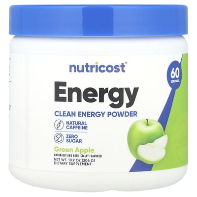 Nutricost, Energy, Clean Energy Powder, Green Apple Flavor, 10.9 oz (306 g)