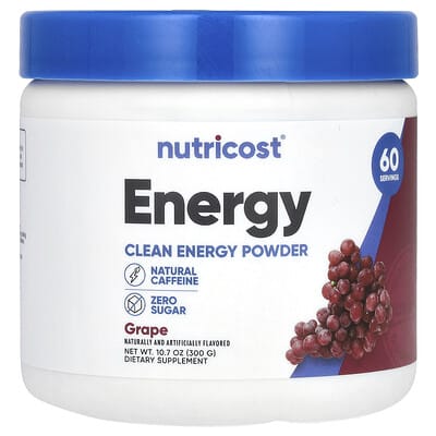 Nutricost, Energy, Clean Energy Powder, Grape Flavor, 10.7 oz (300 g)