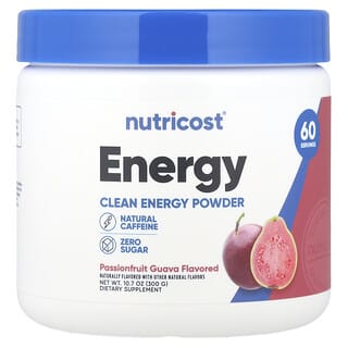 Nutricost, Energy, Clean Energy Powder, Passionfruit Guava, 10.7 oz (300 g)