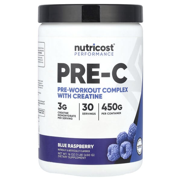 Nutricost Performance, Pre-C, Pre-Workout Complex With Creatine, Blue Raspberry, 1 lb (450 g)