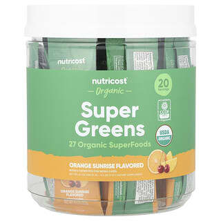 Nutricost, Organic Super Greens, Orange Sunrise, 20 Stick Packs, 4 oz (11 g) Each