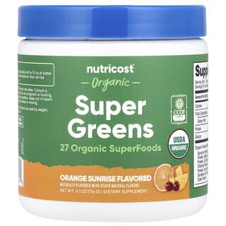 Nutricost, 有機 Super Greens，橙色日出，4.1 盎司（114 克）