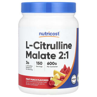 Nutricost, L-Sitrulina Malat 2:1, Fruit Punch, 600 g (1,3 pon)