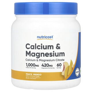 Nutricost, Calcium et magnésium, Pêche et mangue, 600 g