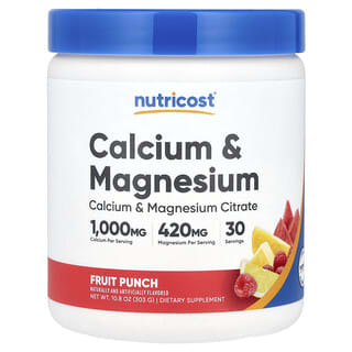 Nutricost, Calcio y magnesio, Ponche de frutas, 303 g (10,8 oz)