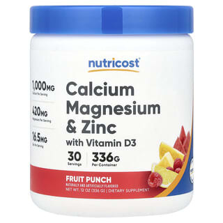 Nutricost, Calcium Magnesium & Zinc With Vitamin D3, Fruit Punch, 12 oz (336 g)