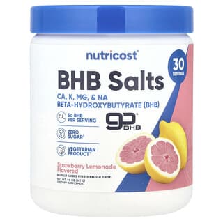 Nutricost, BHB Salts, goBHB®, клубничный лимонад, 267 г (9,5 унции)