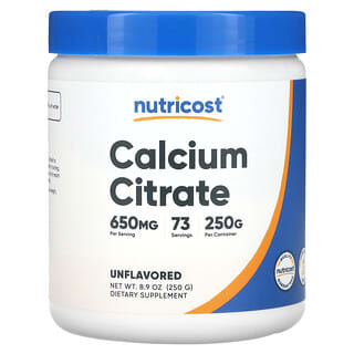 Nutricost, цитрат кальция, без вкусовых добавок, 250 г (8,9 унции)