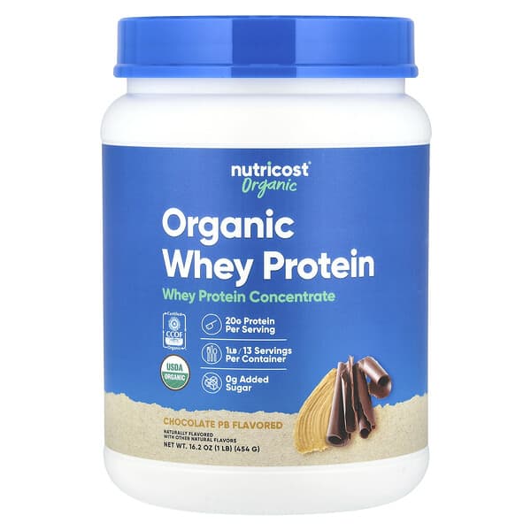 Nutricost, 유기농 유청 단백질, 초콜릿 PB, 454g(1lb)