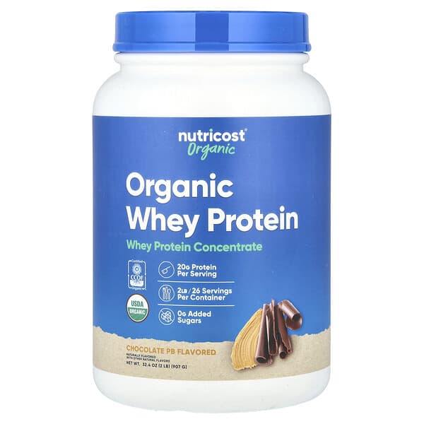 Nutricost, 유기농 유청 단백질, 초콜릿 PB, 907g(2lb)