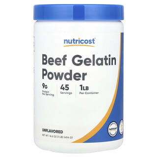 Nutricost, Beef Gelatin Powder, Unflavored, 16.2 oz (454 g)