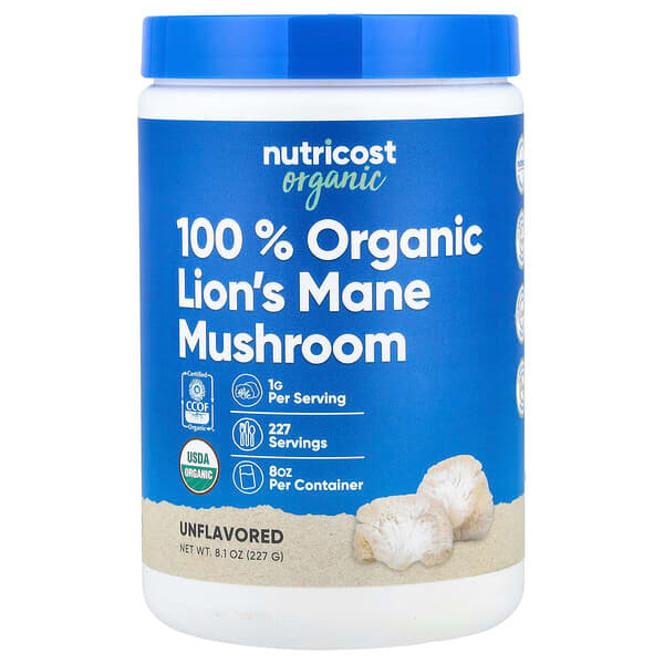 Nutricost, 100% Organic Lion's Mane Mushroom, Unflavored , 8.1 oz (227 g) — product photo 1