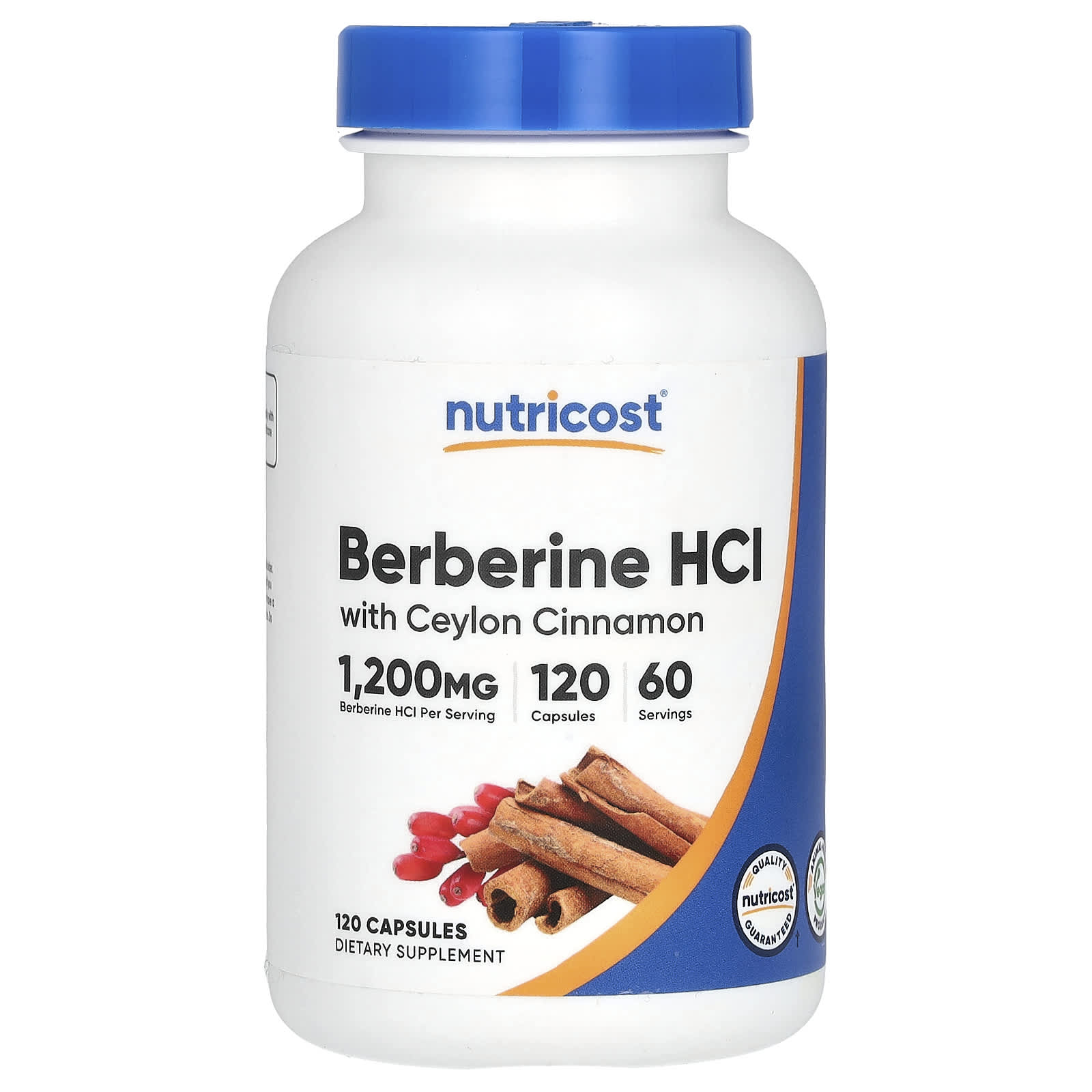 Nutricost, Berberine HCl With Ceylon Cinnamon, 1,200 mg, 120 Capsules ...