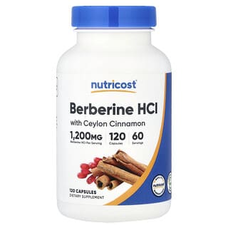Nutricost, 베르베린 HCl, 실론 시나몬 함유, 캡슐 120정