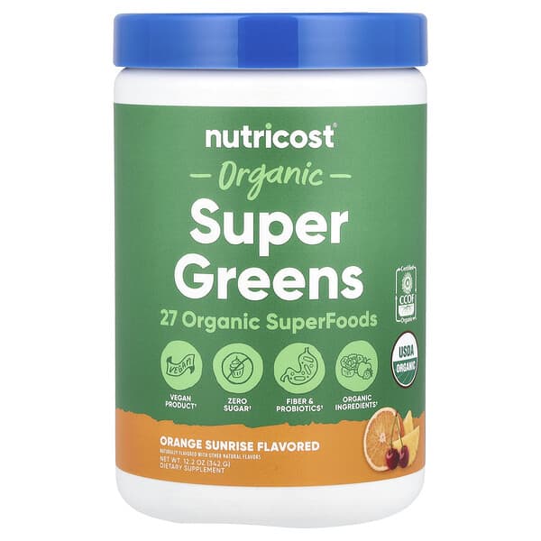 Nutricost Organic Super Greens, Orange Sunrise, 12.2 oz (342 g)