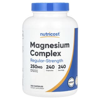 Nutricost, Magnesium Complex, regularna moc, 250 mg, 240 kapsułek