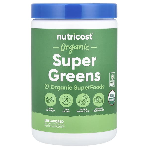 Nutricost Organic Super Greens, Unflavored, 11 oz (309 g)