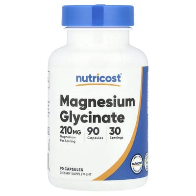 Nutricost, Magnesium Glycinate, 210 mg, 90 Capsules (70 mg per capsule)