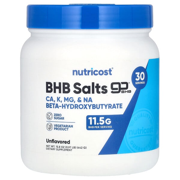 Nutricost, BHB Salts, goBHB®, Unflavored, 0.97 lb (442 g)